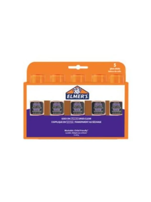 Elmer's Disappearing Purple limstifter | Gjennomsiktig i tørr tilstand | Vaskbar og barnevennlig | 40 g | 5 stk