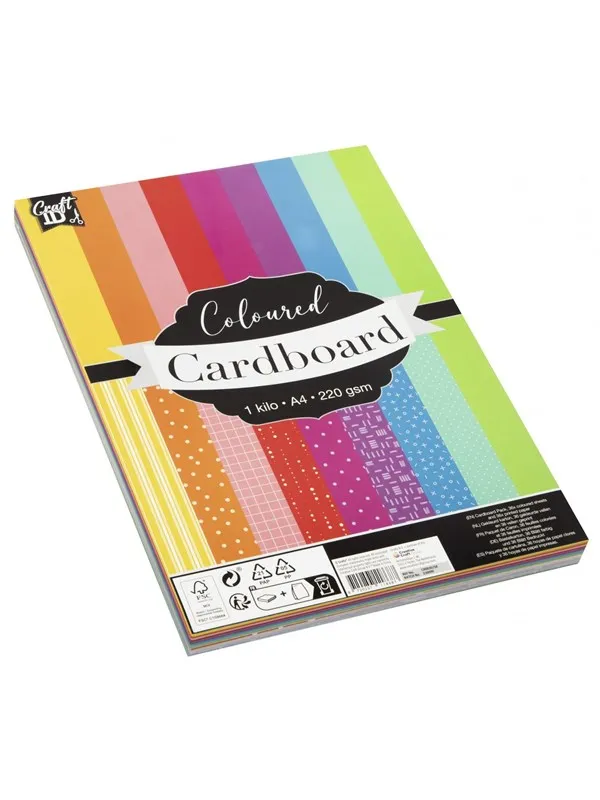 Craft Sensations Cardboard A4 1 kilo 220g. Ass colors