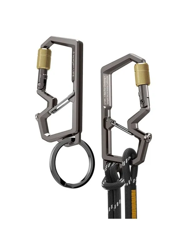 Spigen Carabiner With Key Ring 2nd Gen 1 Pack - gunmetal