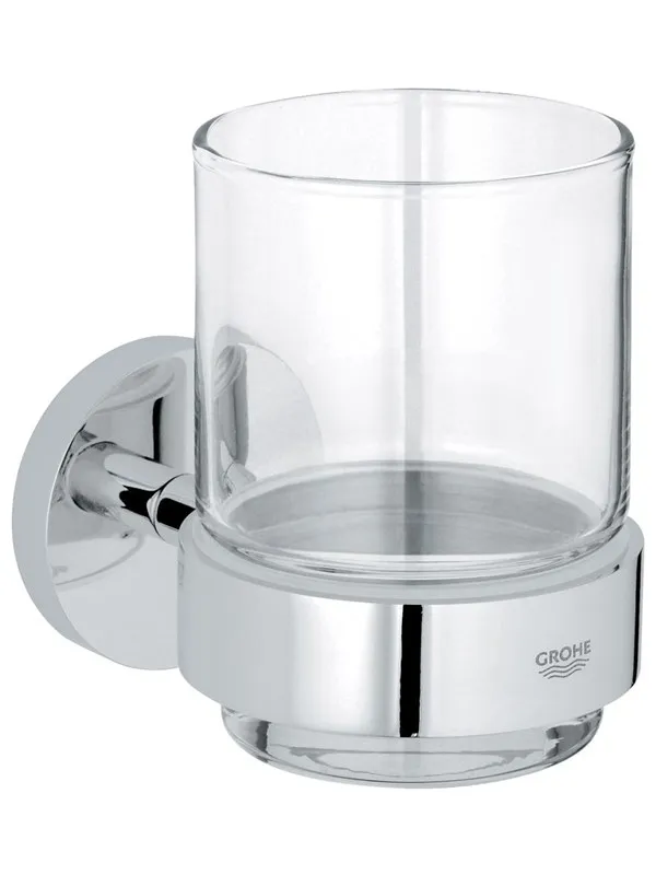 Grohe Essentials Crystal glass with holder, chrome