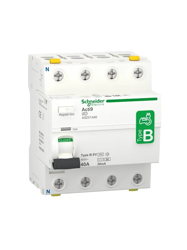 Schneider Electric Rccb earth leakage protection 4p 40a 30ma b-class speciel design for ev-electrical vehicle charger ac/dc