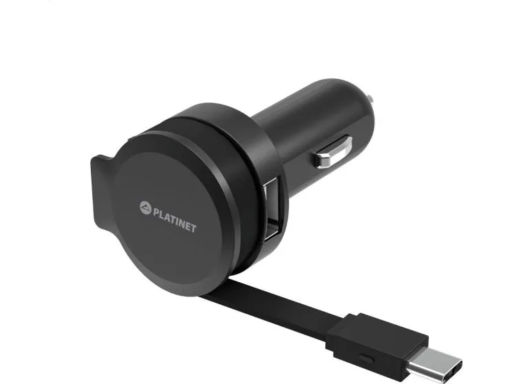 Platinet bil-lader 1xUSB 2,4A + USB-C-kabel (44652)