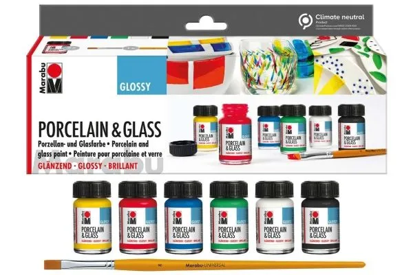 Startsett for porselen & glass glossy 6x15 ml