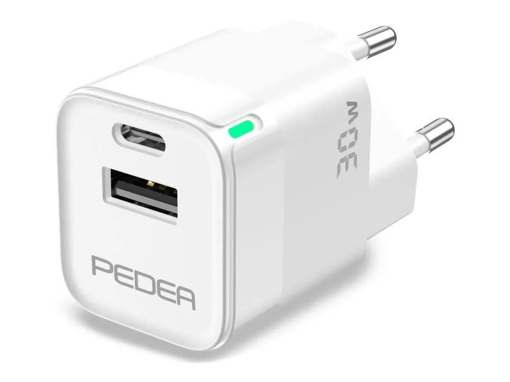 PEDEA Mini hurtiglader "Dual" 30W 1xC, 1xA, hvit (60040106)