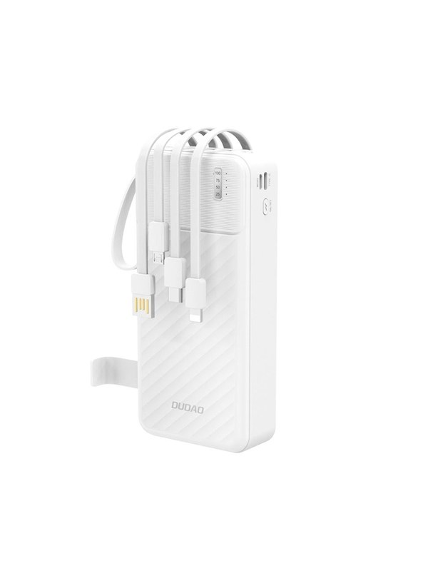 Dudao K11 Pro Powerbank with Built-in Cables Nødlader - Hvit - 20000 mAh