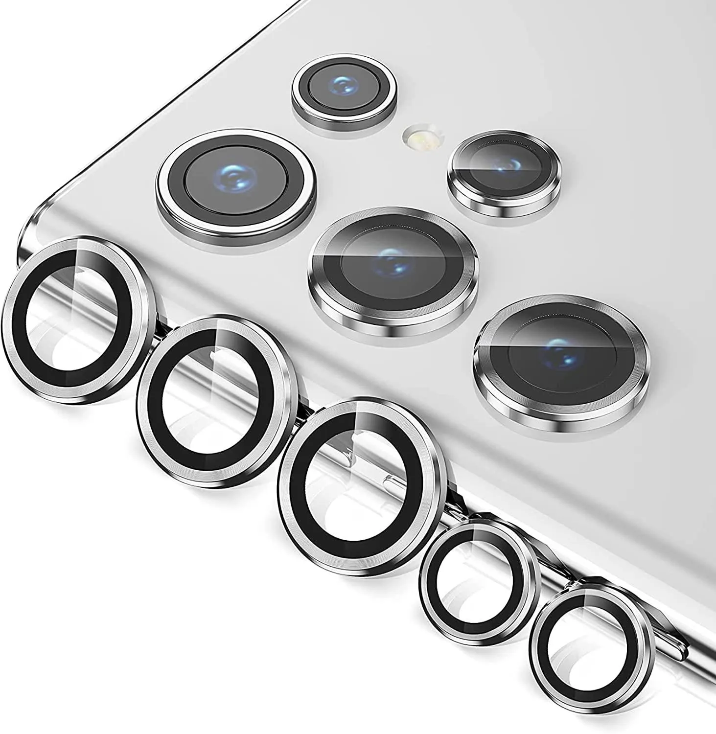 2x Sølv Samsung S22 Ultra kameralinsedeksel