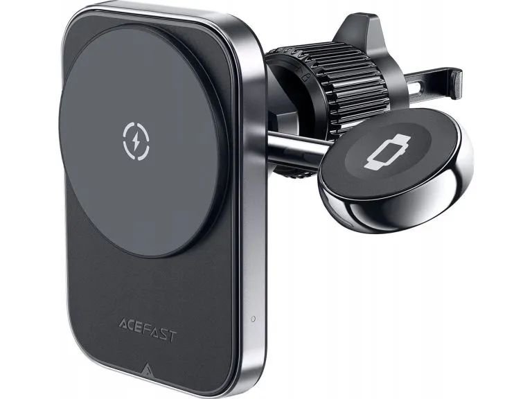Acefast bil-lader D18 med MagSafe/ Qi induktiv lading + USB-A til USB-C-kabel - svart