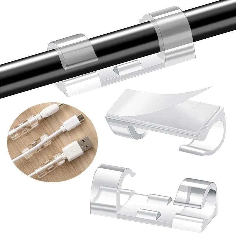 Kabelholder - Selvklebende - 16-pakning - Kabelklips -