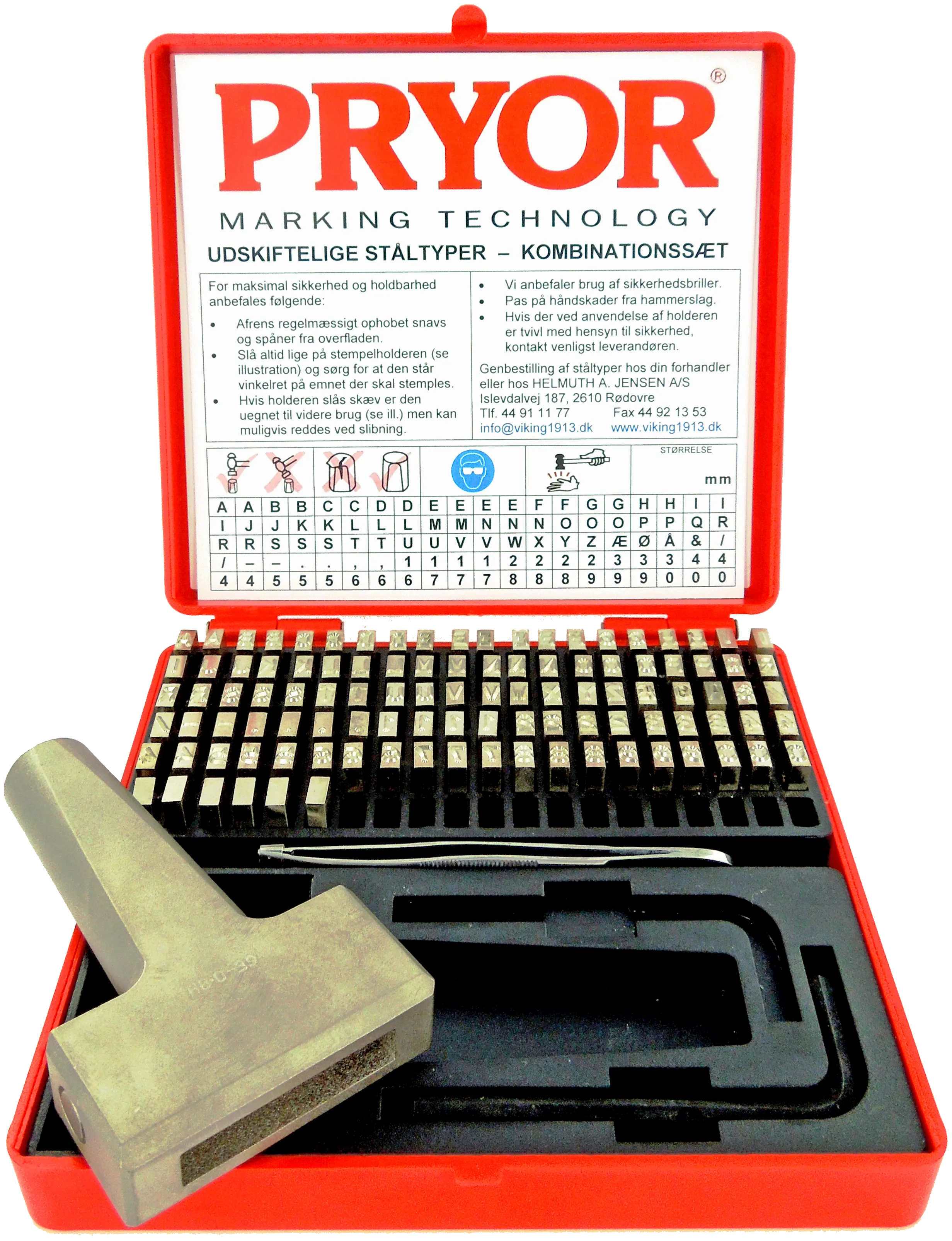 PRYOR kombinasjonsstemplingssett 5mm m/100 typer+holder