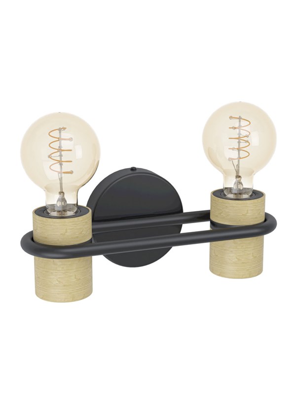 EGLO CHIEVELEY VEGG 2XE27 SVART/NATUR FSC