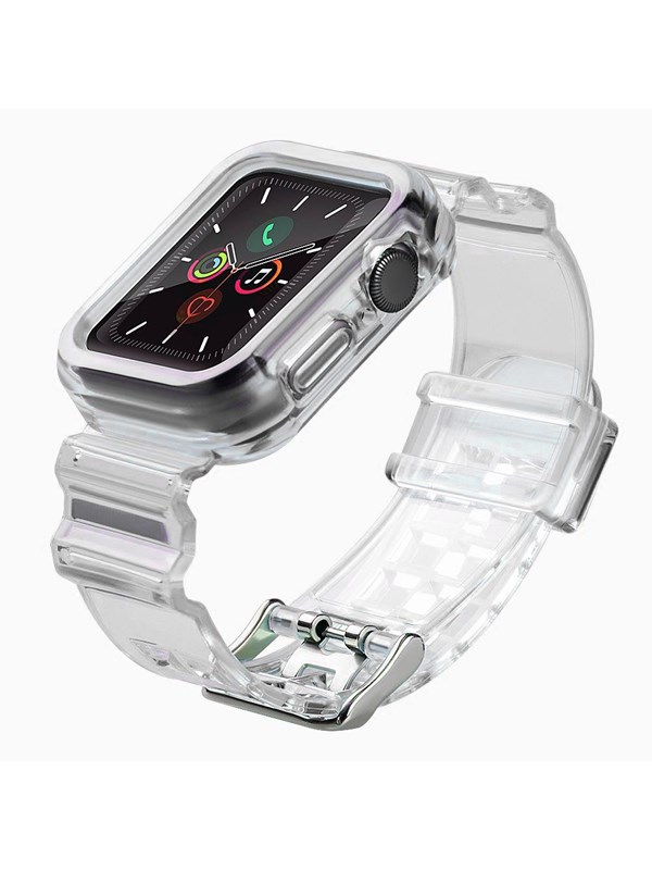 Hurtel Silicone Band Strap Bracelet Case Strap Light Set for Apple Watch 40mm - Black