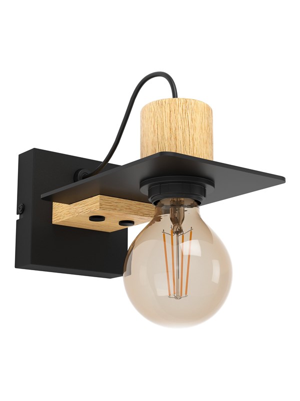 EGLO BRAMERTON wall lamp, black/brown