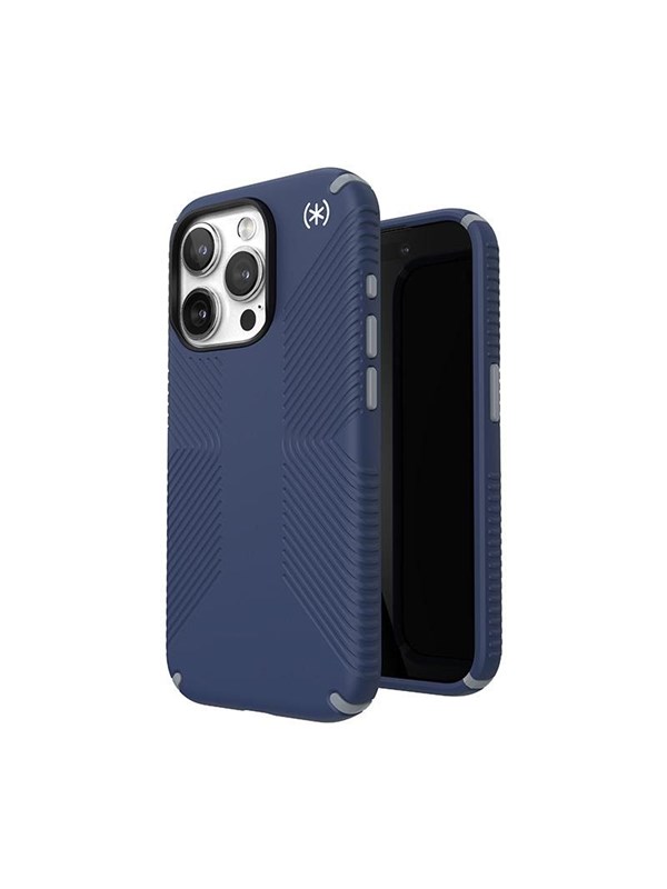 Speck Presidio2 Grip - iPhone 15 Pro Case - Coastal Blue / Dust Gray / White