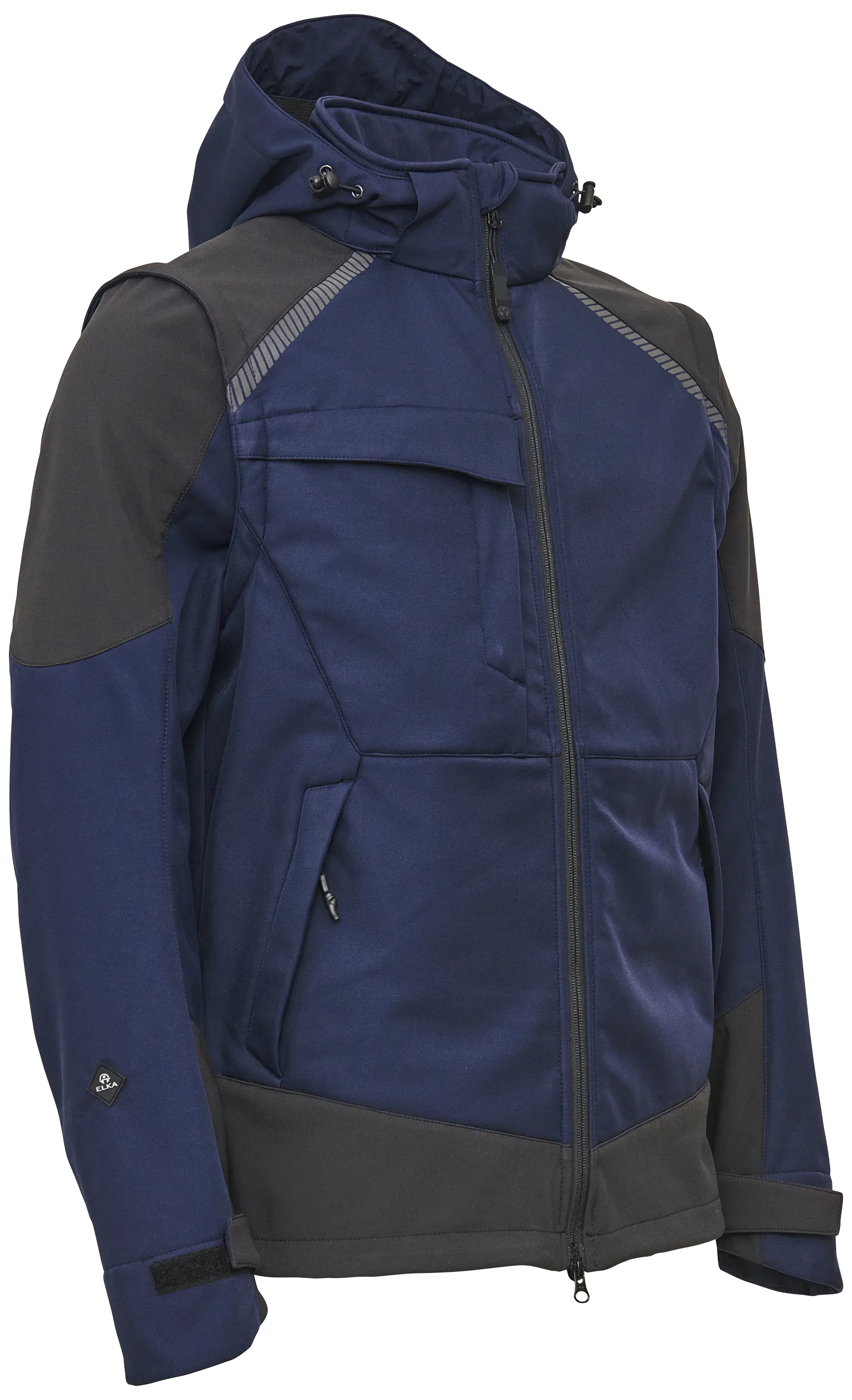 Softshelljakke m/avt. ermer 117300 marine Str./sort Str. M