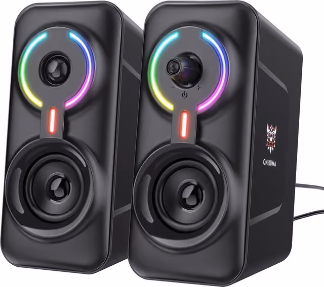 ONIKUMA USB-kablet høyttaler for datamaskin med 3D-stereolyd og RGB-lys
