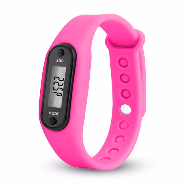 Type B Pedometer Pedometer Klokkemodell Komfortabel å ha på seg Mørkrosa