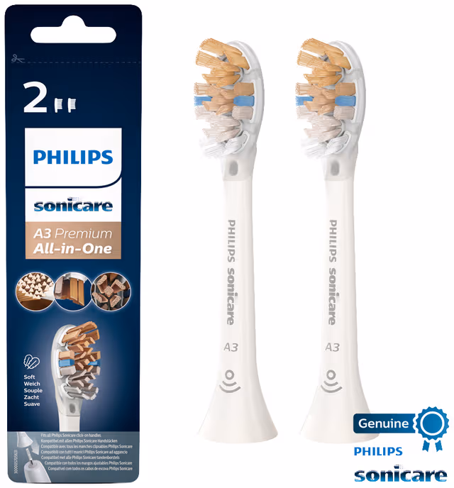Philips Sonicare tannbørstehoder HX909210 (hvit, 2-pakning)