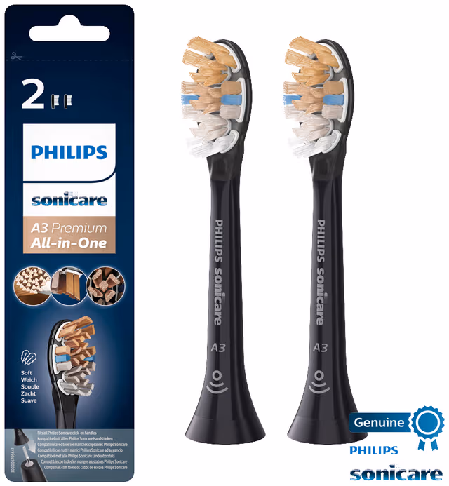 Philips Sonicare tannbørstehoder HX909211 (sort, 2-pakning)
