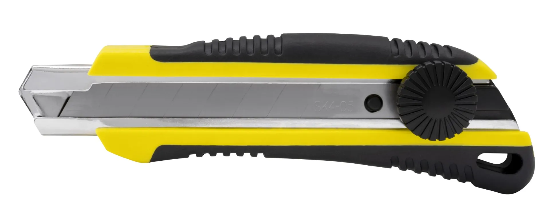 Kniv med Non-Slip gummigrep, 18 mm knivblad, skrulås og magasin med 2 ekstra knivblader