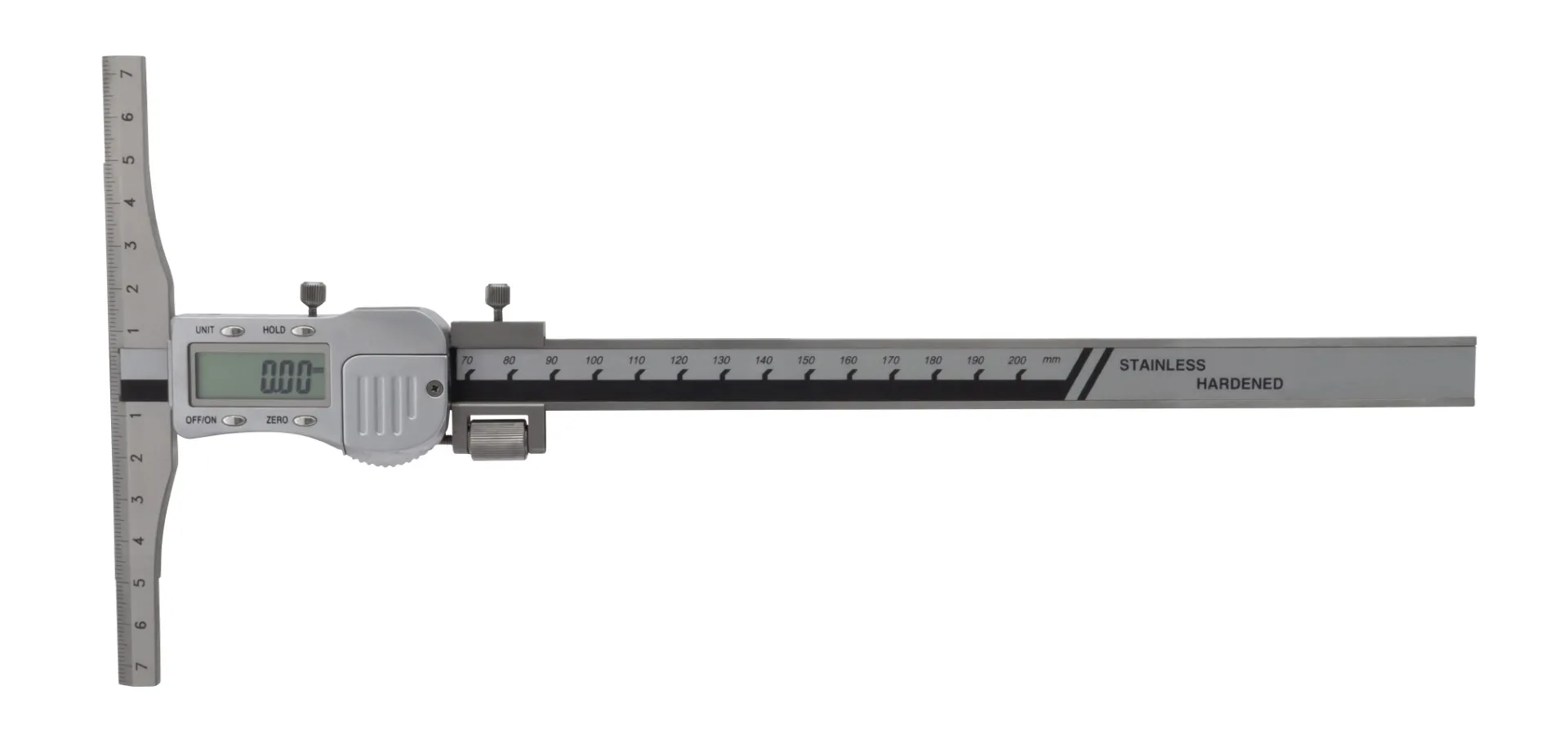 Digital merkekaliper 0-200x0,01 mm med anlegglengde 100 mm