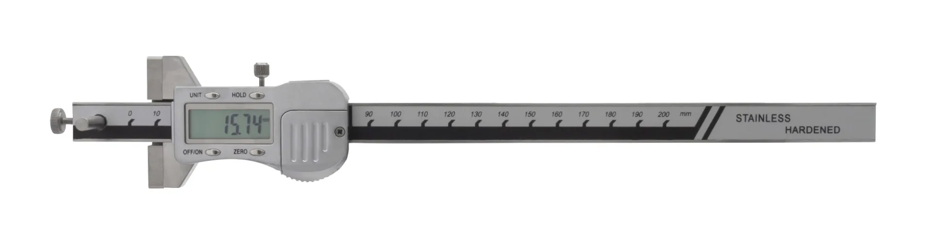 Digitalt Ripeskjermål 0-200x0,01 mm med kraftig målestav 15x6 mm