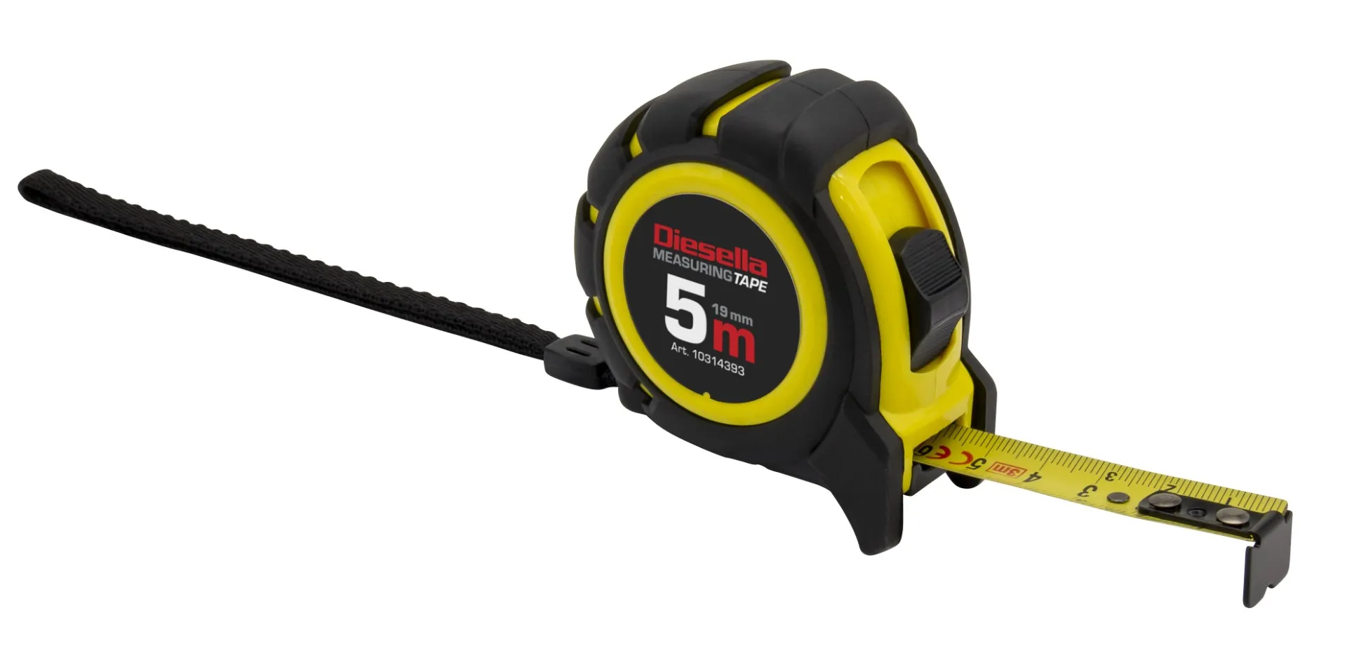 Målebånd 5Mx19MM Gummibelagt ABS hus med Power-lås