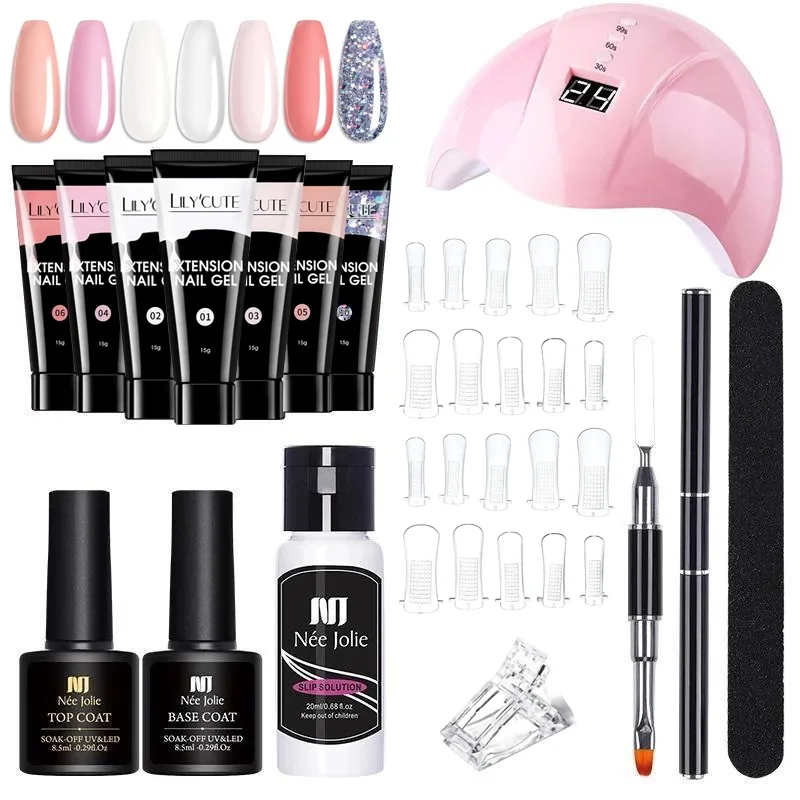 Poly Builder Gel Kit / Polygel med UV-lampe - Neglekunst Negler