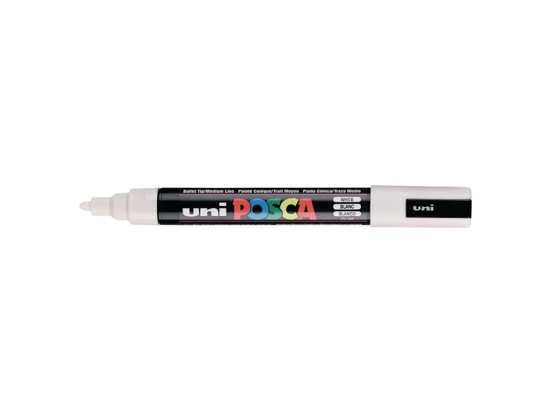 POSCA PC-5M, Hvit, Flerfarget, Vann-basert blekk, Projektil spiss, Rund, 1,8 mm