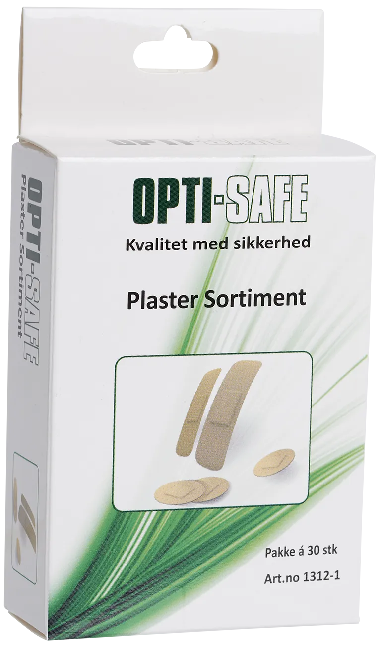 Opti-Safe plastersortiment, 3 størrelser, 30stk