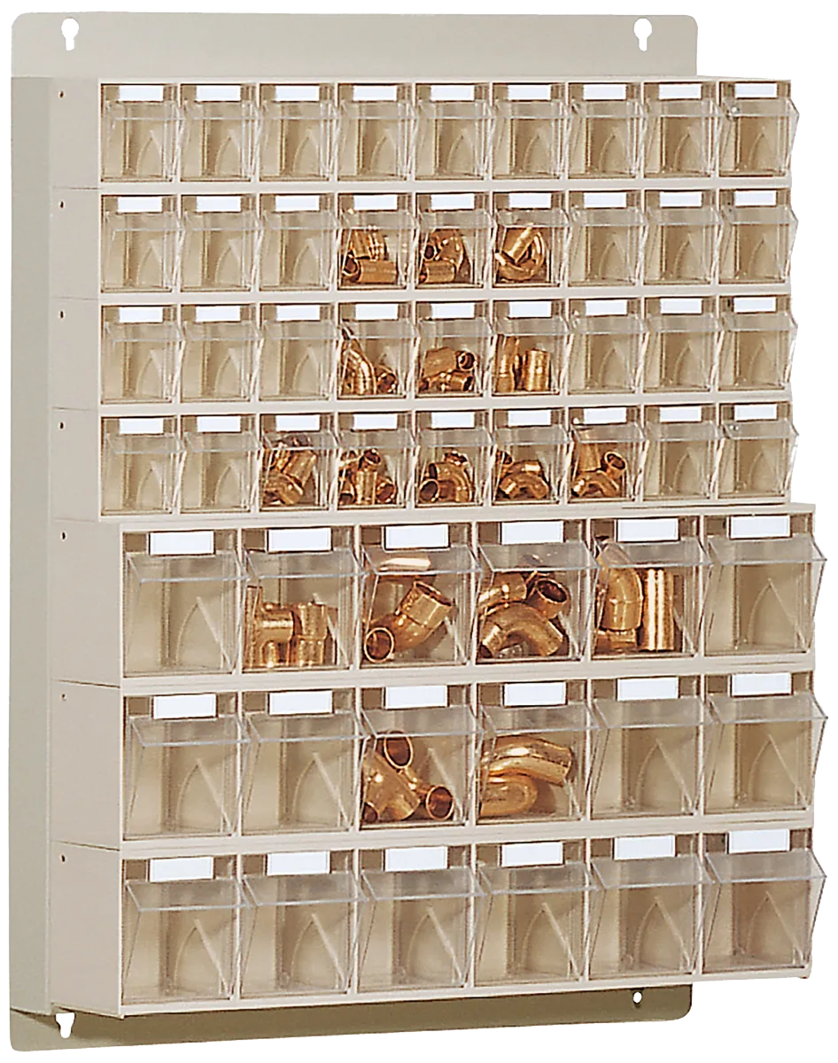 WEZ vippeboks til vegg 600×121×730mm, 54 rom, grå