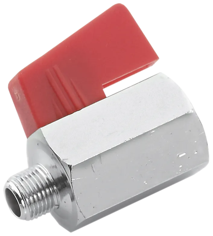 Minikuleventil 3/8" muffe/nippel, rødt håndtak