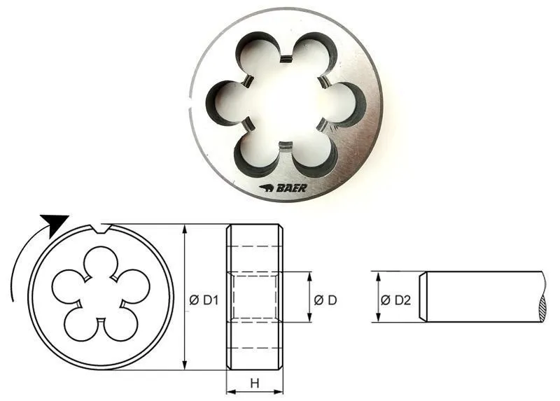 Rund gjengebakke UNC 1.1/8x7 HSS, BAER