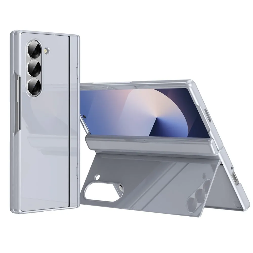 Samsung Galaxy Z Fold5 5G Bump Resistant Phone Case with Back Cover Kickstand and Tempered Glass Film - Grey