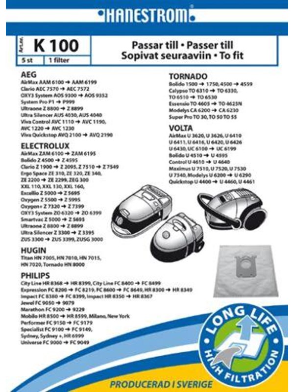 hanestroem Vacuum Cleaner Bags K100 - 5 pcs