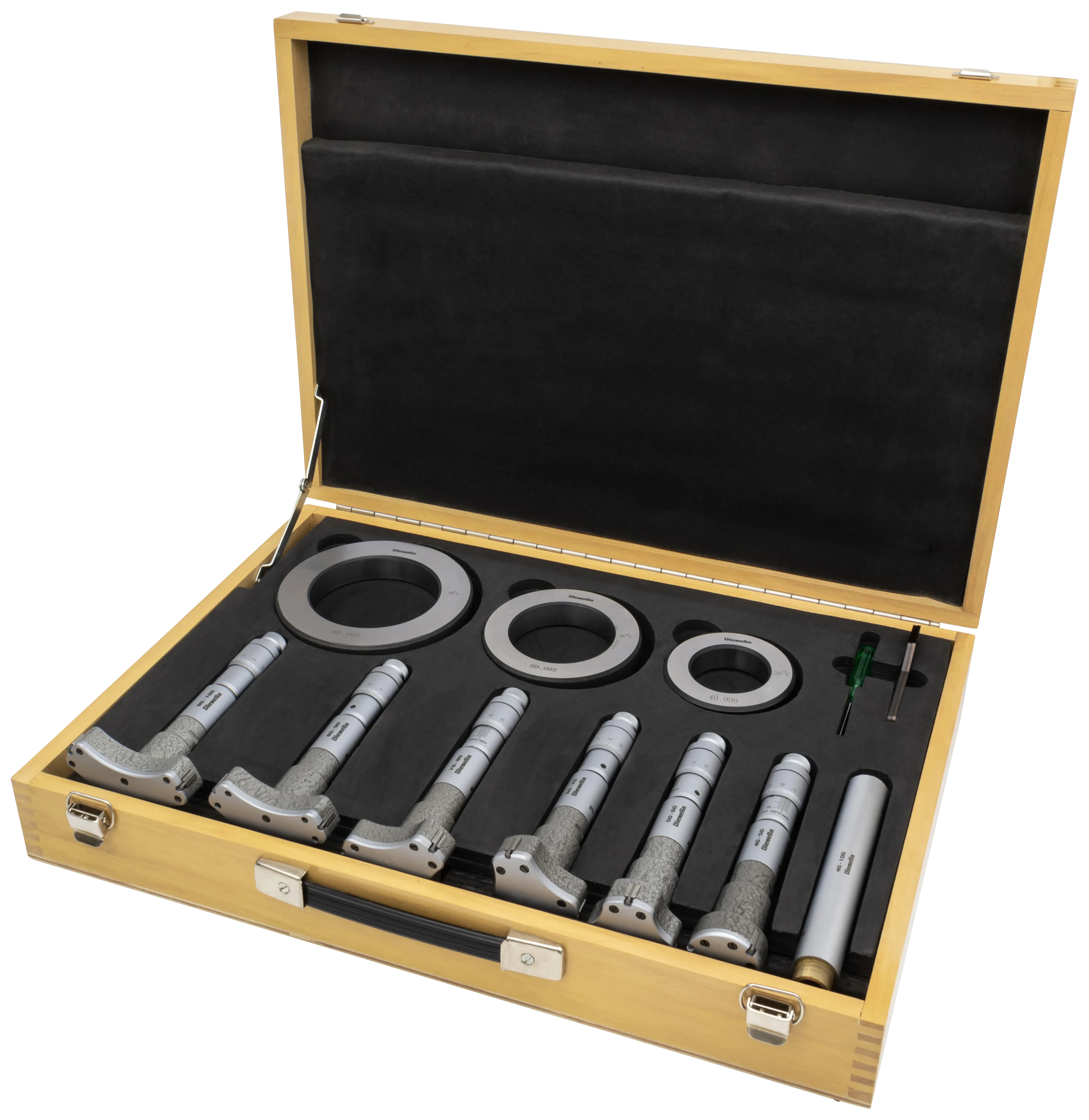 innv 3-pkt mikrometer 40-100×0,05mm m/kontrollringer