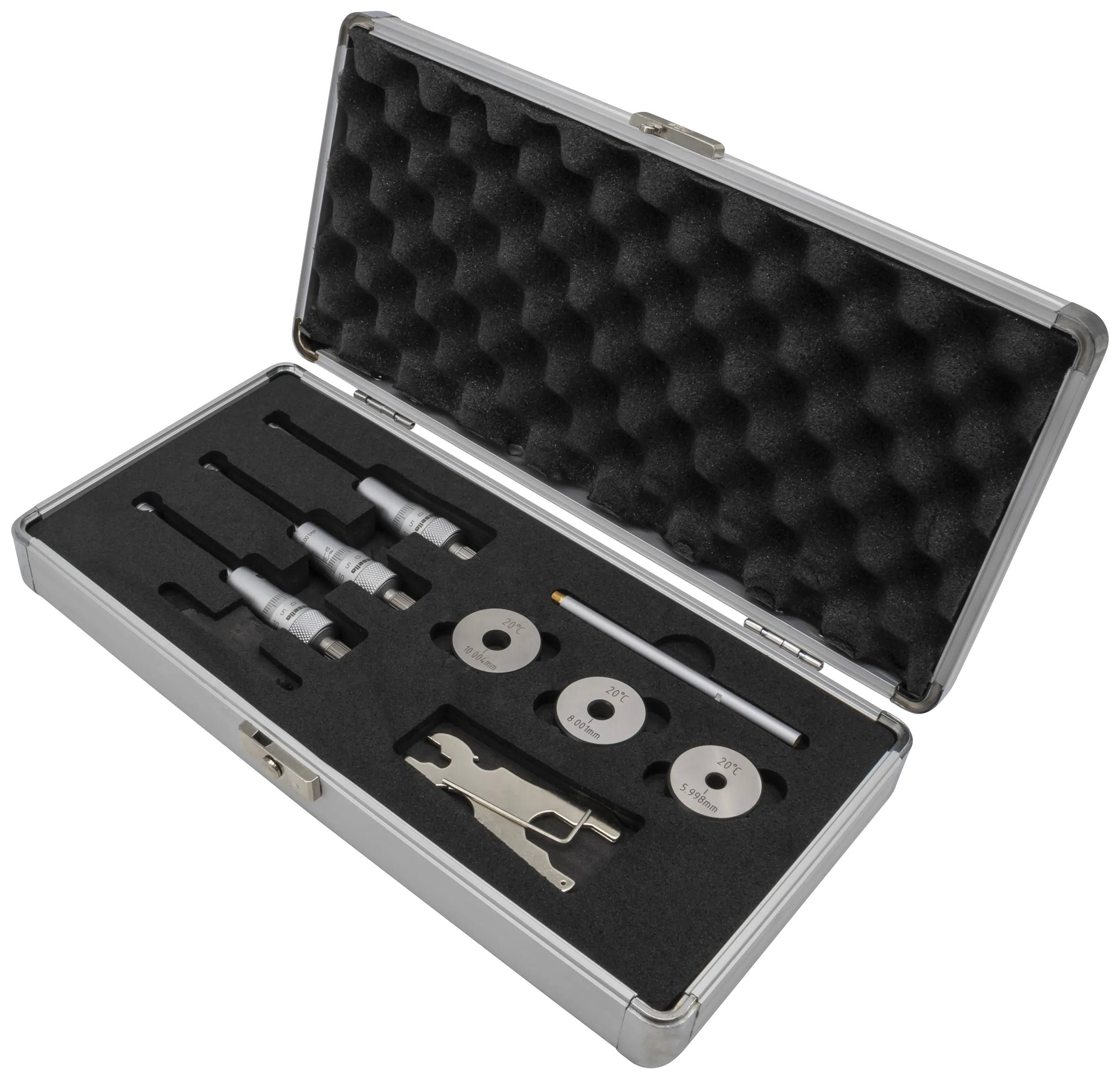 Innv. 3-pkt mikrometer, sett 6-12mm m/kontrollringer