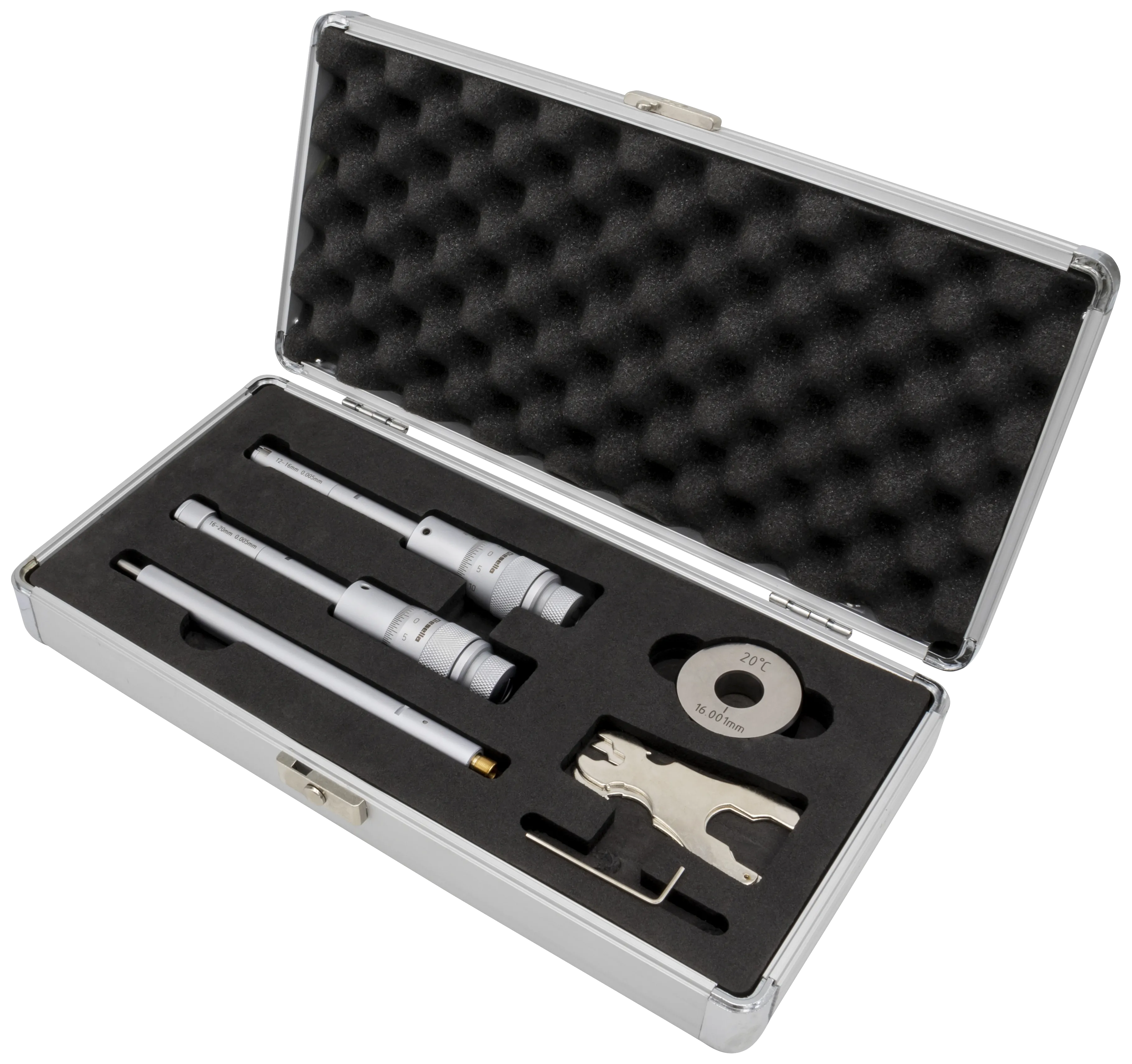 Innv. 3-pkt mikrometre, sett 12-20mm m/kontrollringer