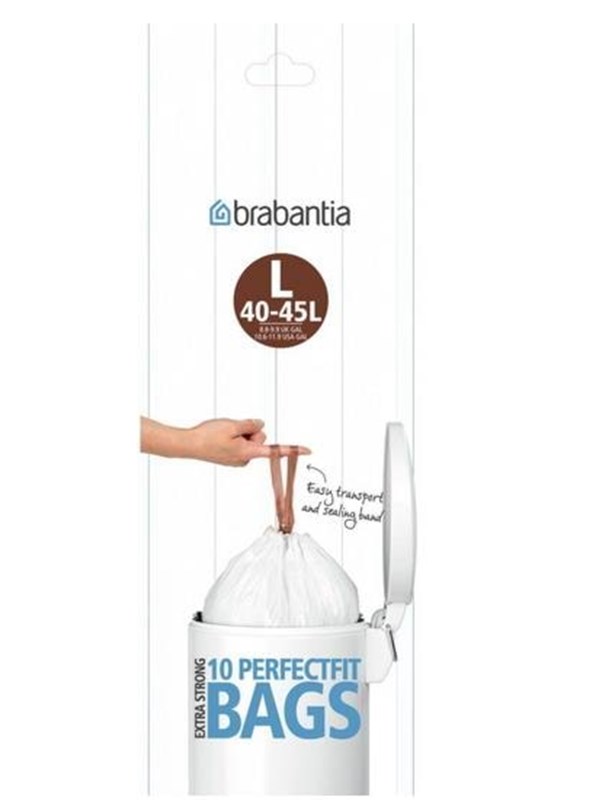 brabantia Size L - trash can liner - 45 L - high-density polyethylene (HDPE) - white - pack of 12 x 10