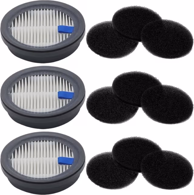 Utskiftbart støvsugerfiltersett kompatibelt med Afoddon A200PRO/A200 og ORFELD B08/C10A/C10G — 3 filterpatroner + 9 skumfiltre, fler-lags filtrering