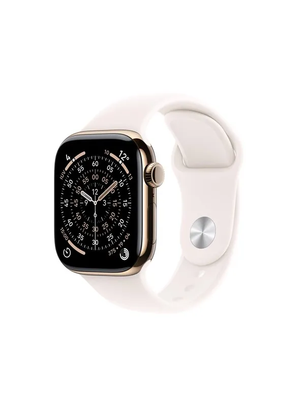 Apple Watch Series 11 GPS + Cellular 46mm Gold Titanium Case with Light Blush Sport Band - M/L