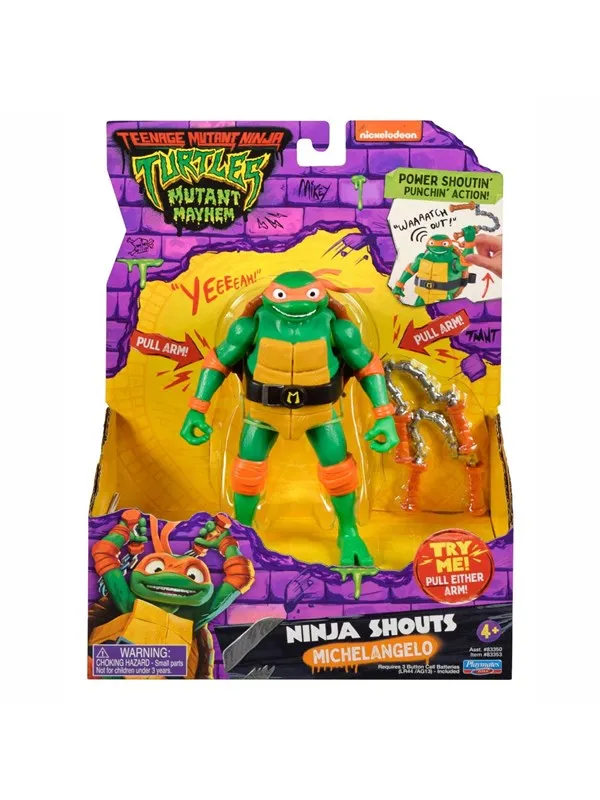 Playmates Toys Turtles Mutant Mayhem Ninja Shouts Figure - Michelangelo