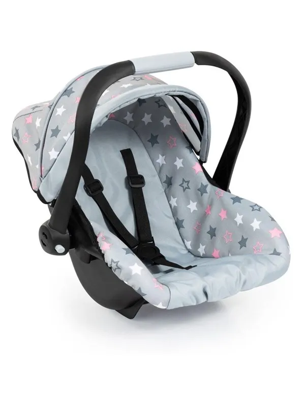 Bayer Design Deluxe Car Seat with Canopy for Dolls - Grey w/ Stars