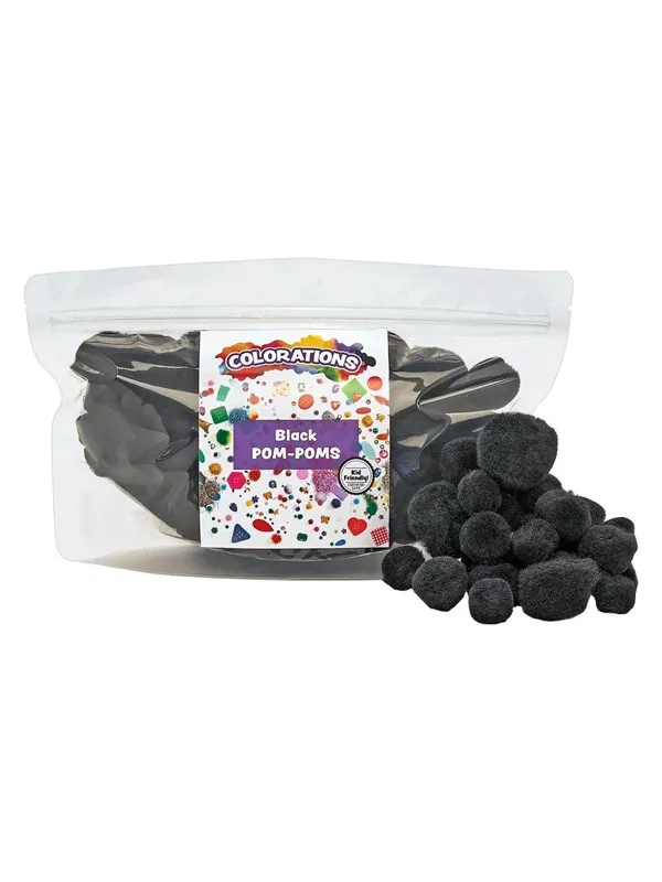 Colorations - Pom Poms Black 100pcs.