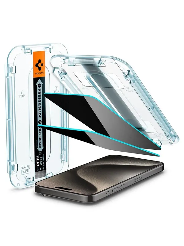 Spigen Glass tR EZ Fit HD Privacy 1 Pack - iPhone 15 Pro Max