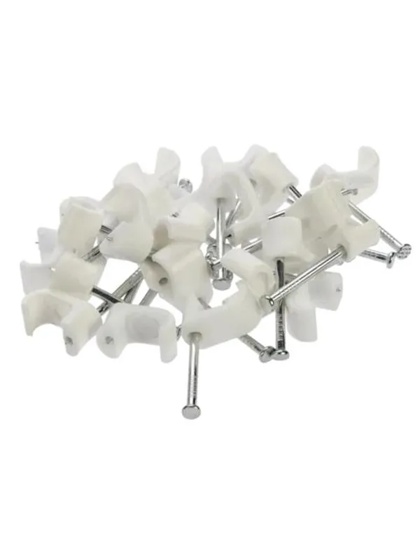 Nordic Quality Cable clip flat 6x10mm White 25 pcs.