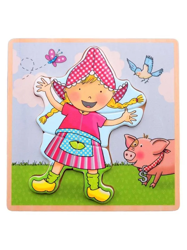 Johntoy Fien & Teun Wooden Puzzle Fien - 5pcs. Tre