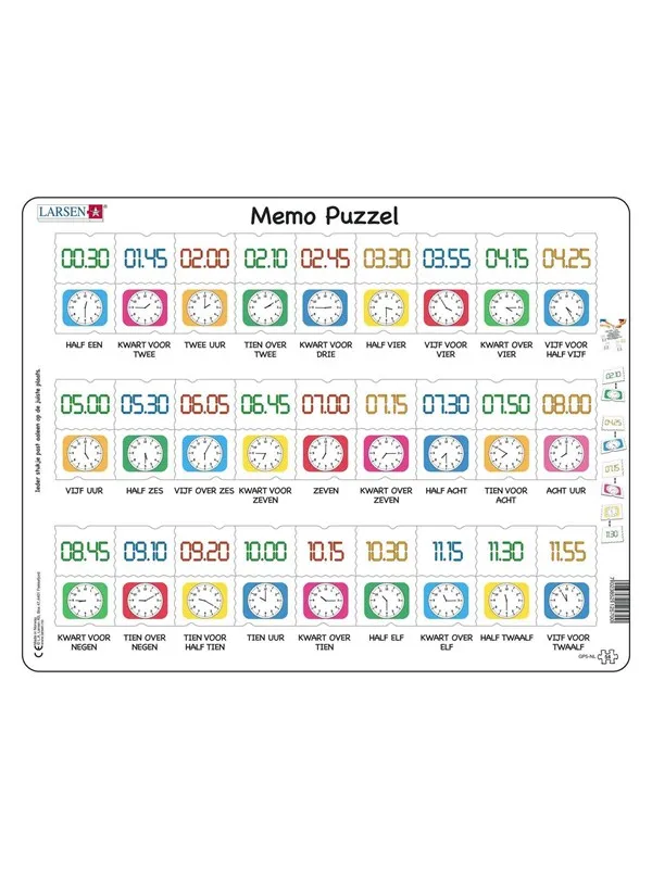 Selecta Play Larsen Memo Puzzle Learning to Tell the Time Traditional and digital clock 54 pcs. Gulv