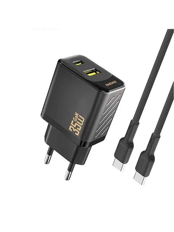 Dudao A27MaxCEU PD QC 35W USB-A USB-C wall charger with USB-C cable - black