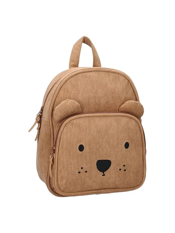 Kidzroom Backpack Beary Excited - Corduroy - Brown