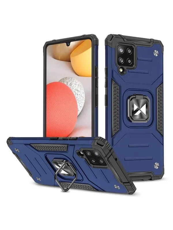 Wozinsky Ring Armor Armored Hybrid Case Cover + Magnetic Holder Samsung Galaxy A42 5G Blue